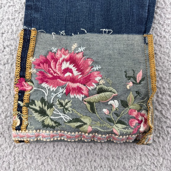 Driftwood Jeans Womens 26 Colette Embroidered Crop Straight Portofino Raw Edge - Picture 6 of 16